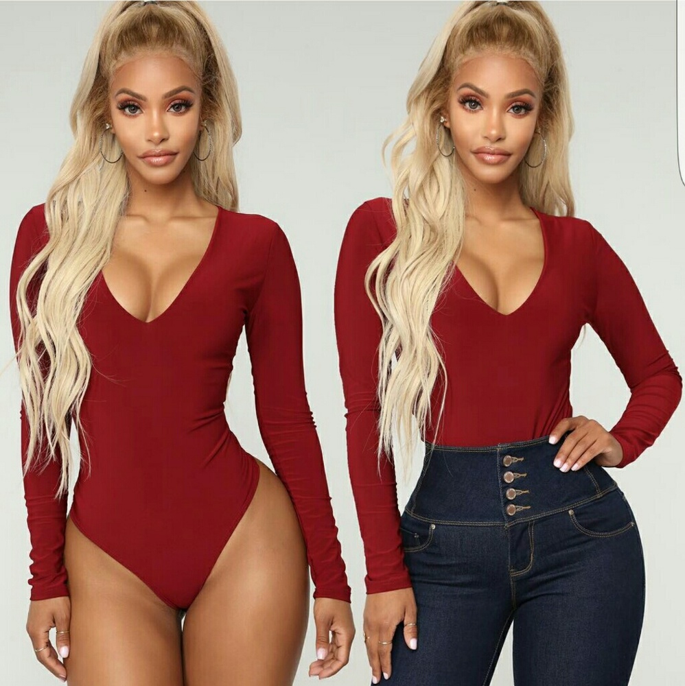 💕MAKE AN OFFER! NWT SEXY BURGUNDY BODYSUIT😍💕 - Picture 2 of 3